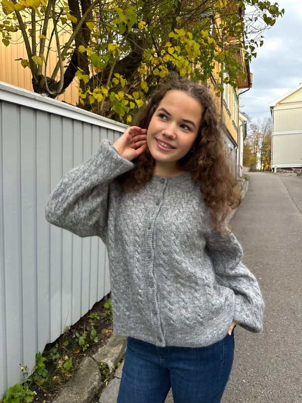 Lelu Knit Cardigan - Medium Grey Melange - Image 3