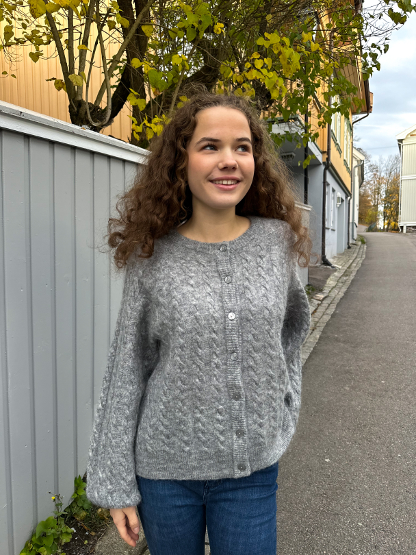 Lelu Knit Cardigan - Medium Grey Melange - Image 4