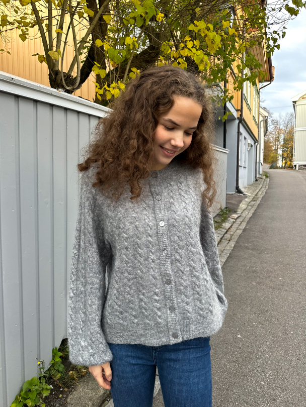 Lelu Knit Cardigan - Medium Grey Melange - Image 5