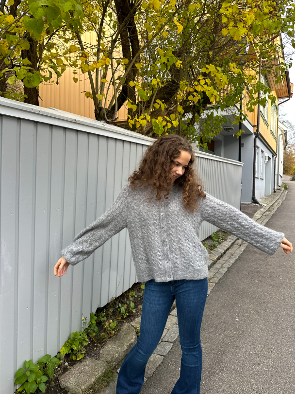 Lelu Knit Cardigan - Medium Grey Melange - Image 6