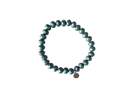 LIZAS perlearmbånd - "Clarksville" 8mm Grey Green