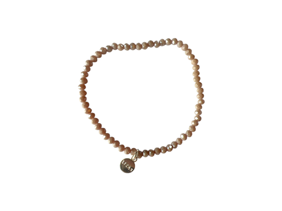 LIZAS perlearmbånd - "Fineville" 2mm Taupe Opal