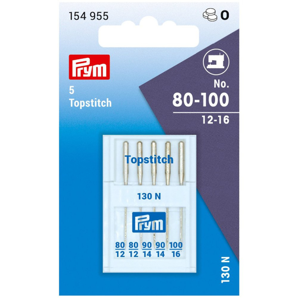 Prym Symaskinnåler 5stk – Topstitch/Metallic 130 – 80-100