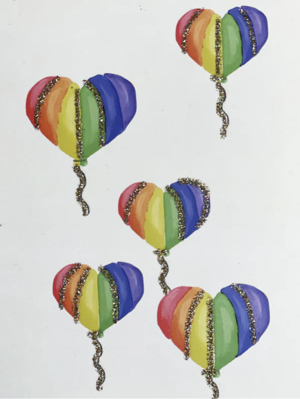 Kort med Regnbuehjerter