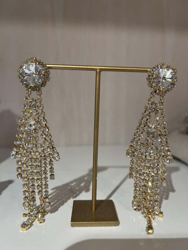 Cinderella Earrings Gold - Crystal - Image 2