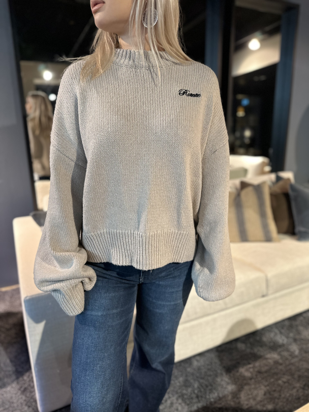 Knit Crewneck Sweater - Simply Taupe Beige  - Image 1