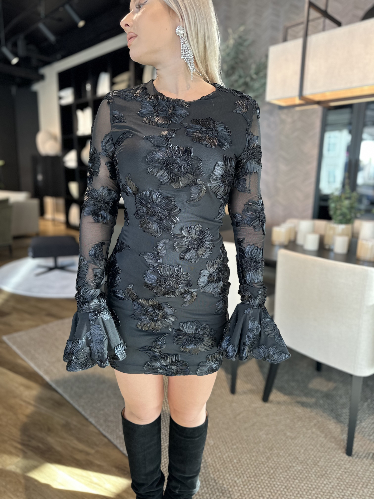 mesh and rhinestone dress Mew Mews Hanne Backless Rhinestone Mesh Mini Dress In Silver