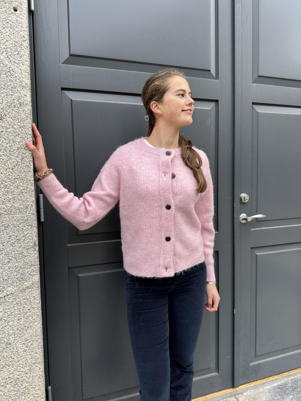 Lulu Knit Short Cardigan - Bleached Mauve  - Image 3