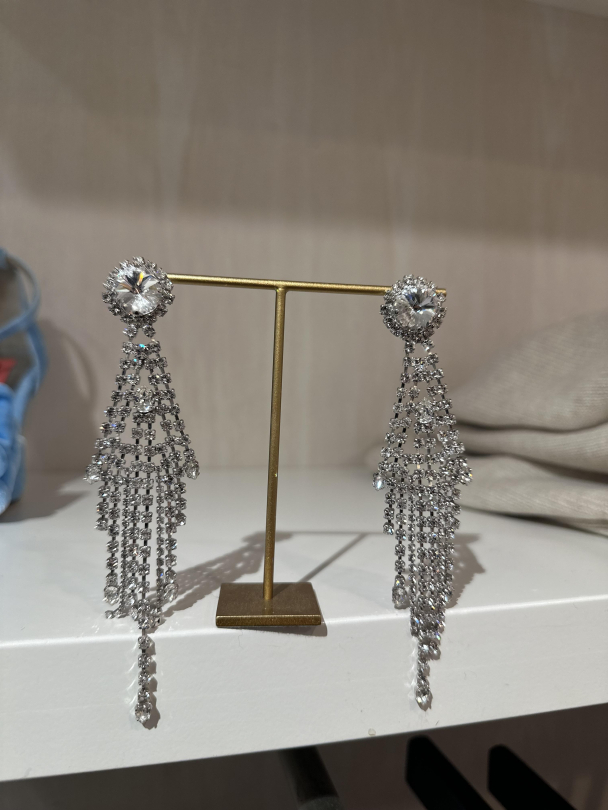 Cinderella Earrings Rhodium- Crystal - Image 2