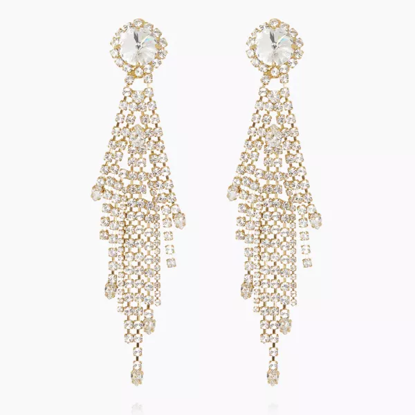 Cinderella Earrings Gold - Crystal