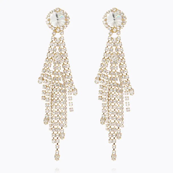 Cinderella Earrings Gold - Crystal - Image 1