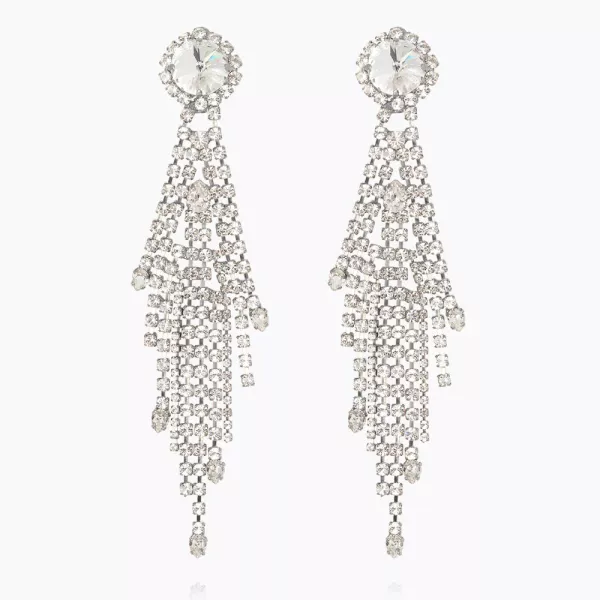 Cinderella Earrings Rhodium- Crystal