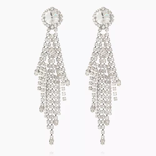 Cinderella Earrings Rhodium- Crystal