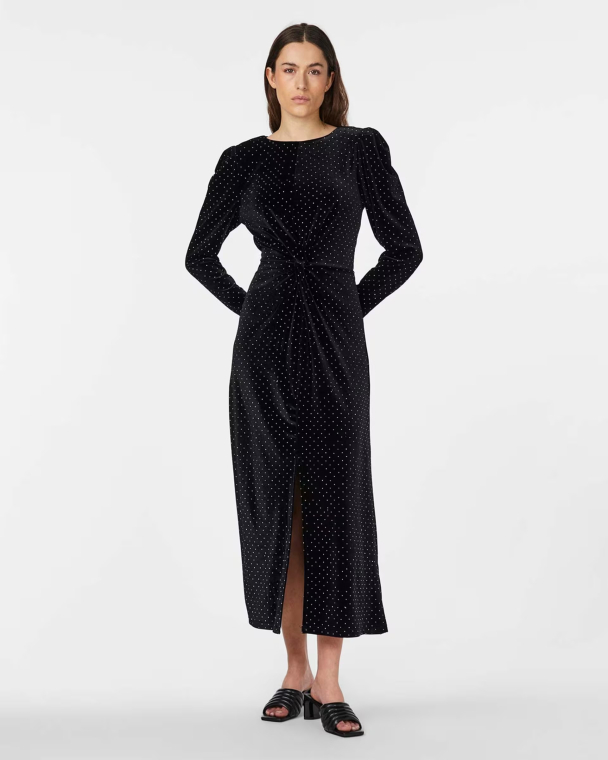 Hella Velour Midi Dress - Black - Image 2