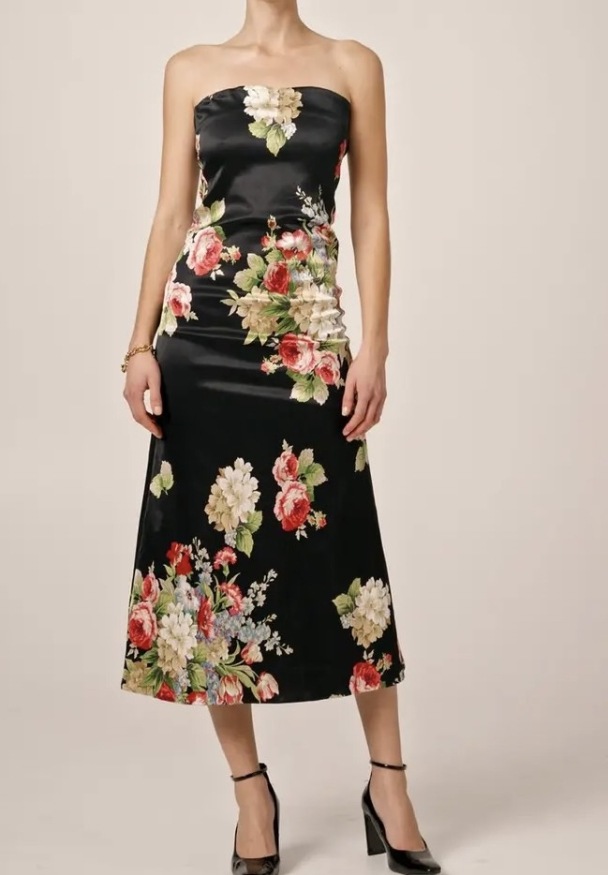 Taffeta Sleeveles Dress - Midnight Flowers - Image 2