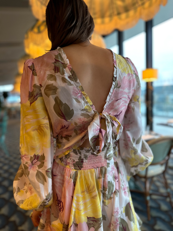 Viscose Tieband Dress - Day Bouquet - Image 2