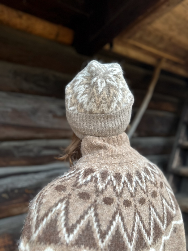 Cervinia Knitted Beanie - Fair Isle Hazelnut  - Image 2