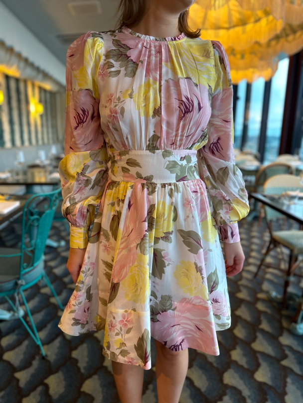 Viscose Tieband Dress - Day Bouquet - Image 1