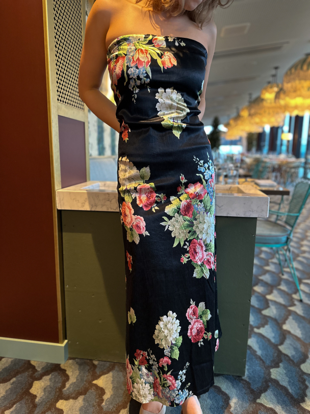 Taffeta Sleeveles Dress - Midnight Flowers - Image 1