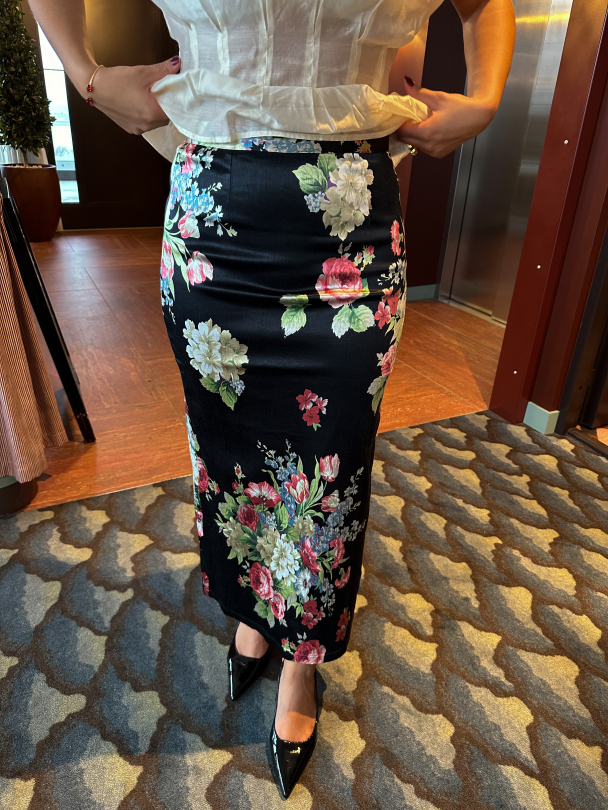 Taffeta Fitted Skirt - Midnight Flowers - Image 1