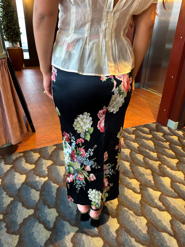 Taffeta Fitted Skirt - Midnight Flowers - Image 2