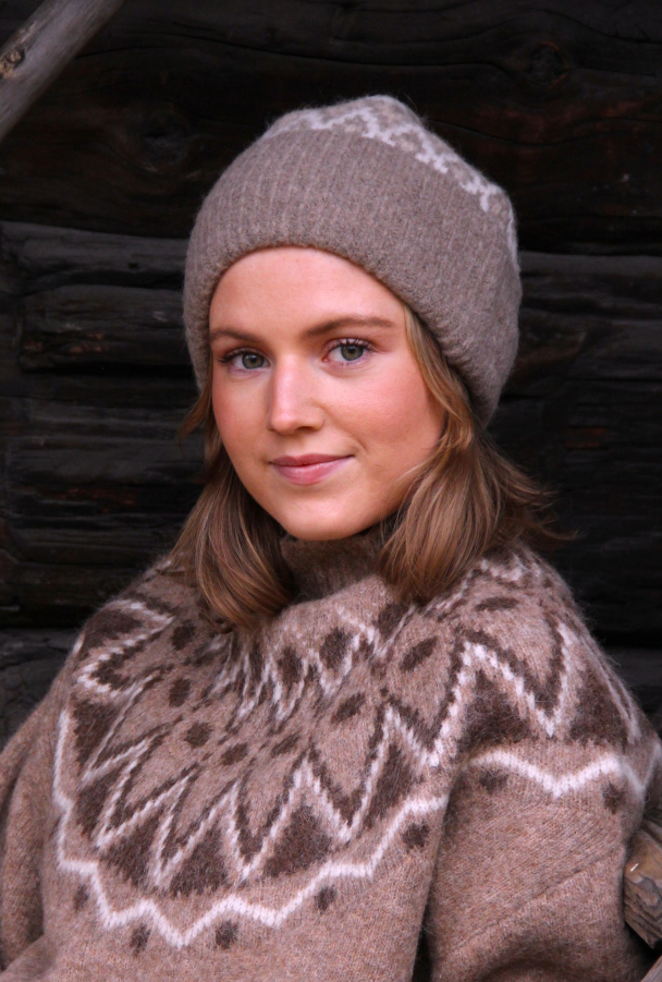 Cervinia Knitted Beanie - Fair Isle Hazelnut  - Image 3