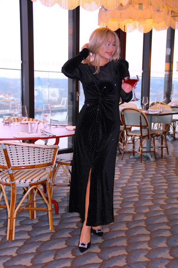 Hella Velour Midi Dress - Black - Image 3