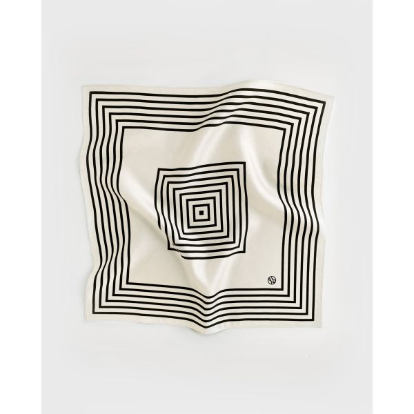 NO. 14 Scarf - Cream& Black 50x50 cm