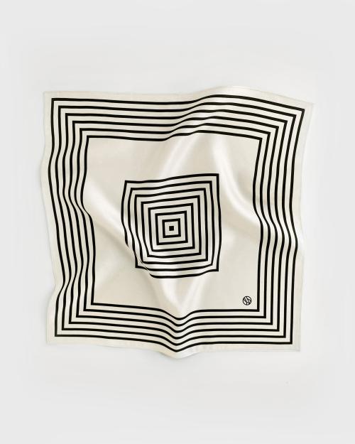 NO. 14 Scarf - Cream& Black 50x50 cm