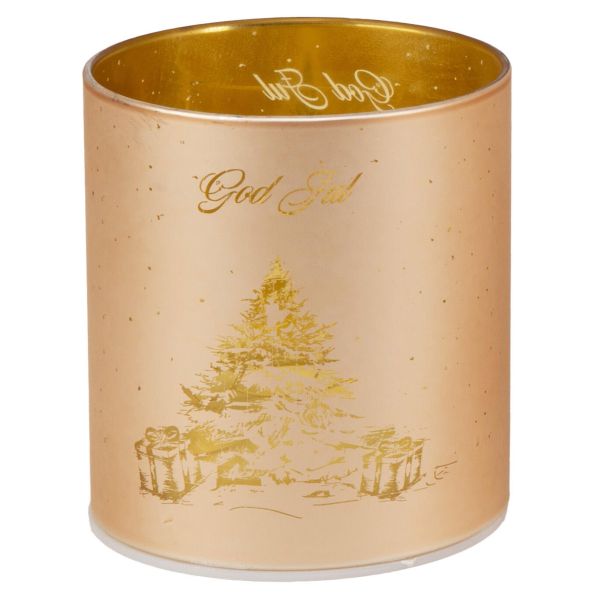 Lyslykt LED God Jul Juletre Beige 9x10cm