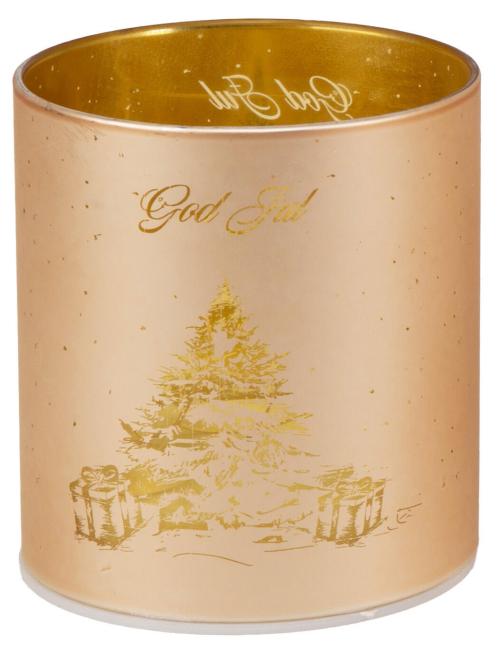 Lyslykt LED God Jul Juletre Beige 9x10cm