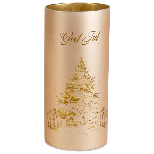 Lyslykt LED God Jul Juletre Beige 9x20cm