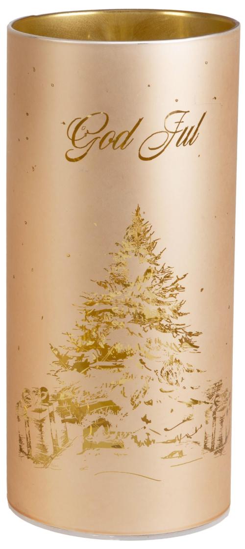 Lyslykt LED God Jul Juletre Beige 9x20cm