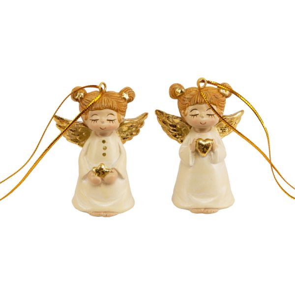 Engel stå/henge beige/gull pr stk