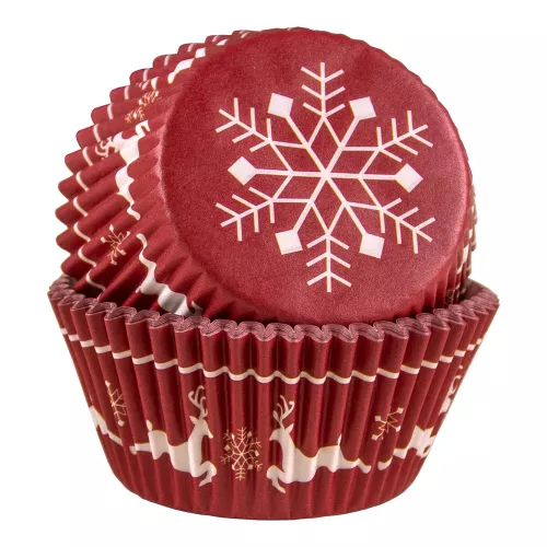 Muffinsform Rød Snøkrystall 50 pk Std.