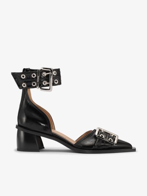 Feminine Buckle Open Cut Pump Naplack