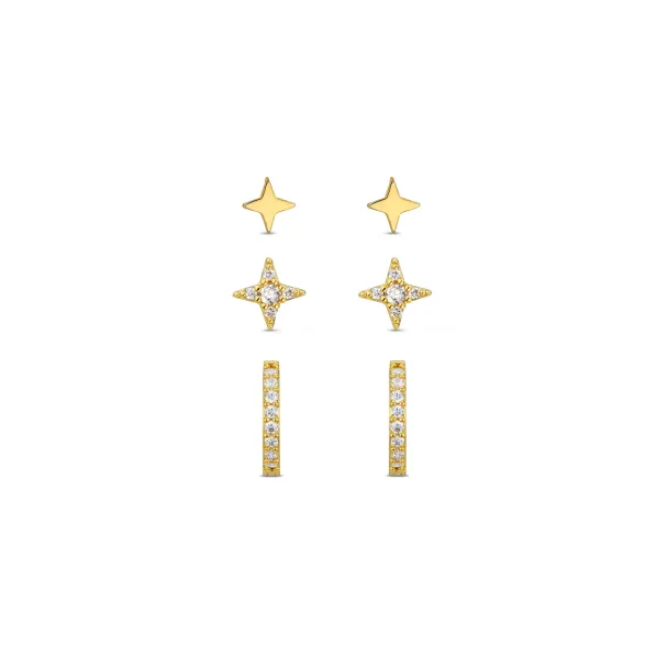 ORELIA Crystal Huggie Hoop & Star Stud - Image 1