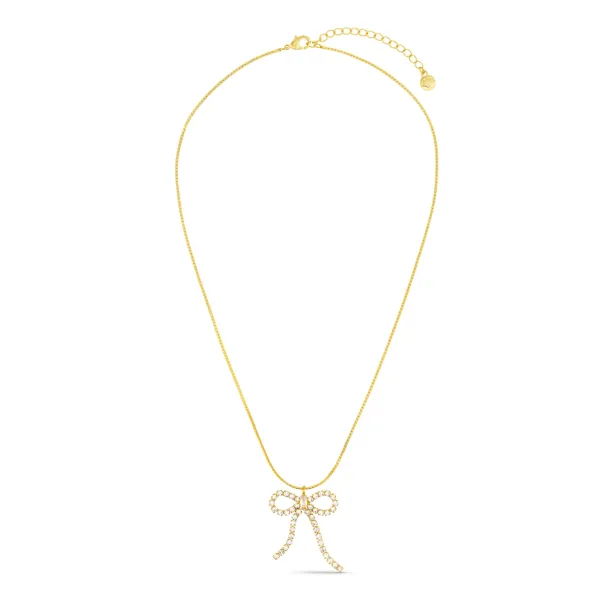 ORELIA Crystal Bow Necklace - Image 3