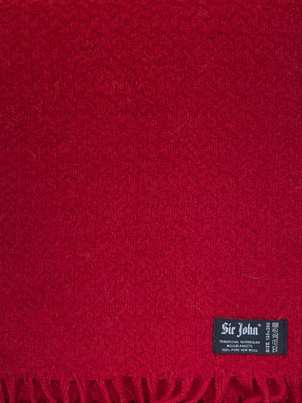 Pledd Rød Crosswoven 130x200 100% ULL - Image 1