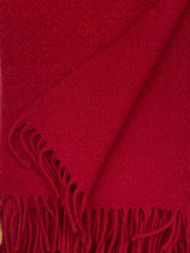 Pledd Rød Crosswoven 130x200 100% ULL - Image 2