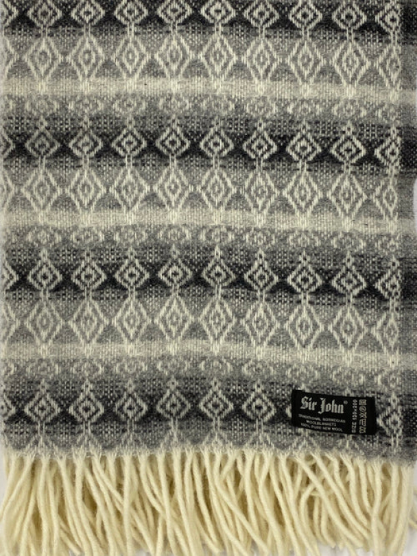 Pledd Harstad 130x200 Sort/Grå 100% ULL - Image 1