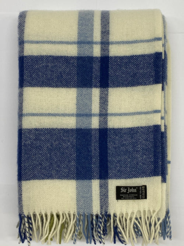 Pledd Florø 130x200 Blå Hvit i 100% ULL - Image 1