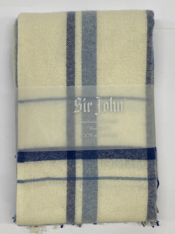 Pledd Florø 130x200 Blå Hvit i 100% ULL - Image 3