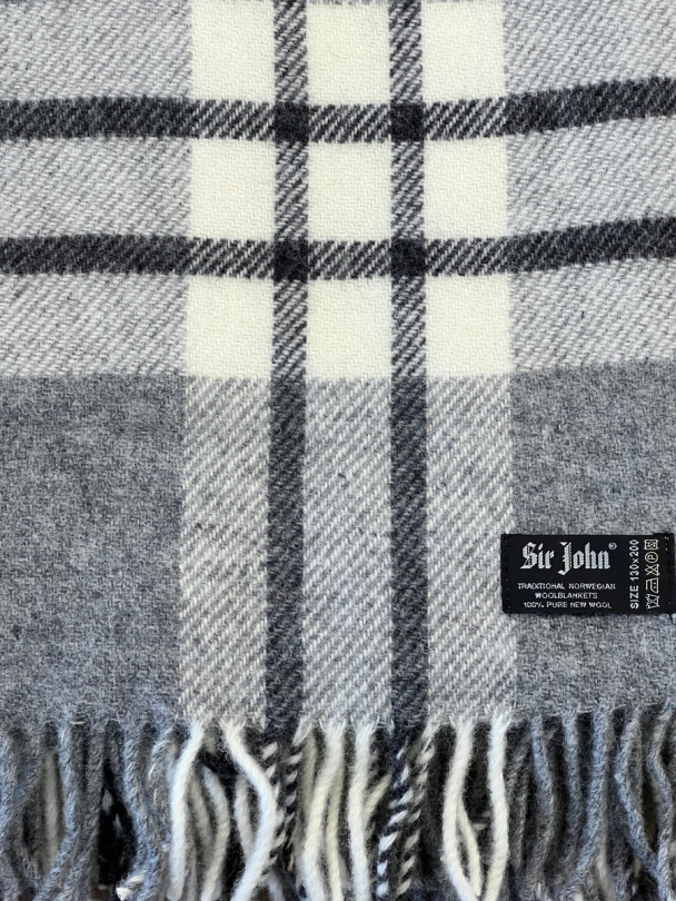 Pledd Florø 130x200 Grå Hvit i 100% ULL