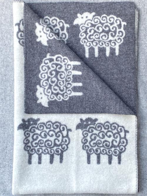 Pledd Sheep 130x200 Grå/Krem Jaquard Tweed