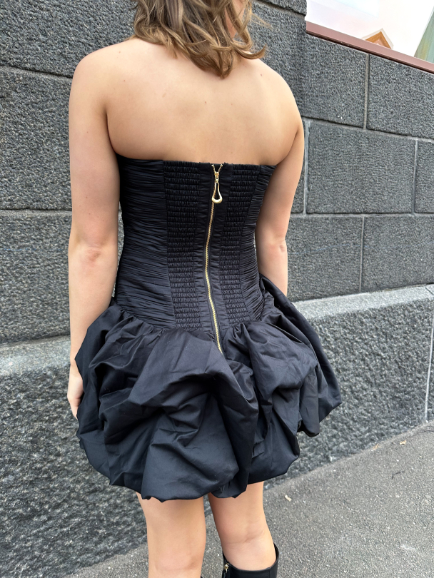 Violette Bubble Hem Mini Dress - Black  - Image 2