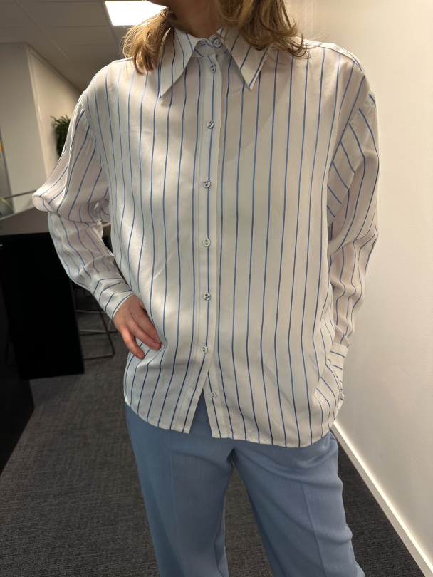 Mairin Striped Shirt - Bright White/Endless Sky  - Image 1