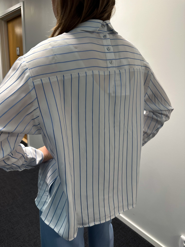 Mairin Striped Shirt - Bright White/Endless Sky  - Image 2