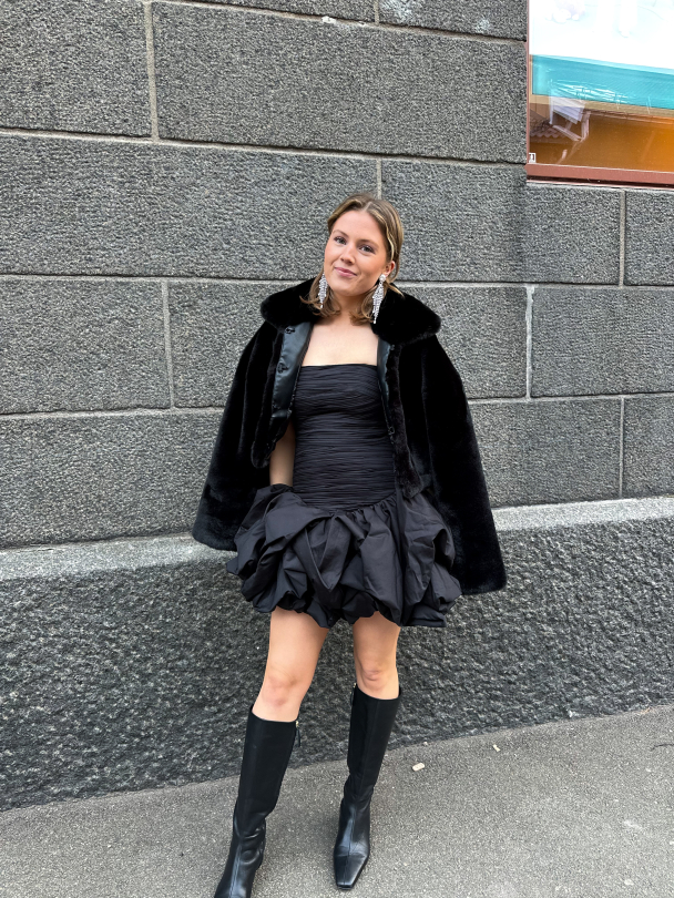 Violette Bubble Hem Mini Dress - Black  - Image 3