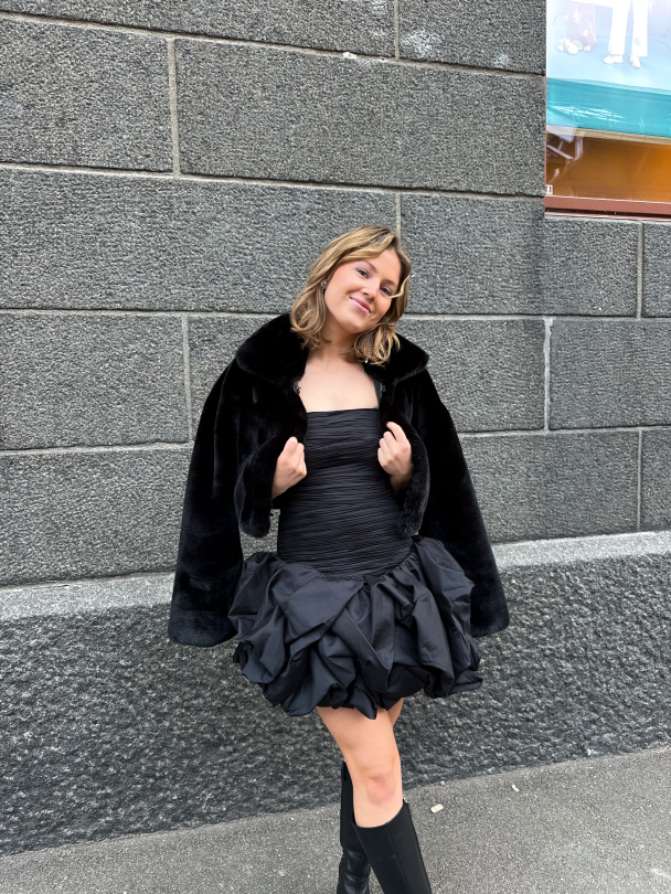 Violette Bubble Hem Mini Dress - Black  - Image 4